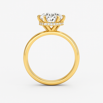 The Phoebe Ring - Hidden Halo 6-Claw Round Solitaire