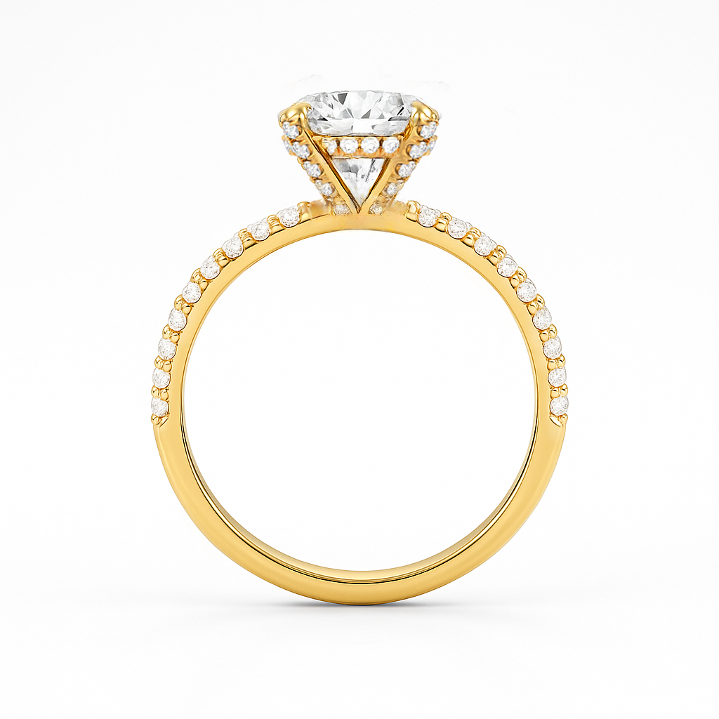 The Aurora Ring - Hidden Halo and Diamond Band