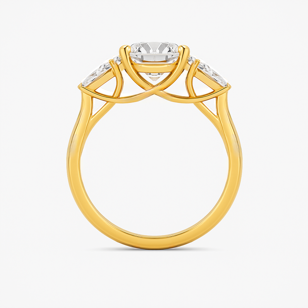 The Alice Ring - Trilogy with Kite Side Stones - Lab Grown Diamond