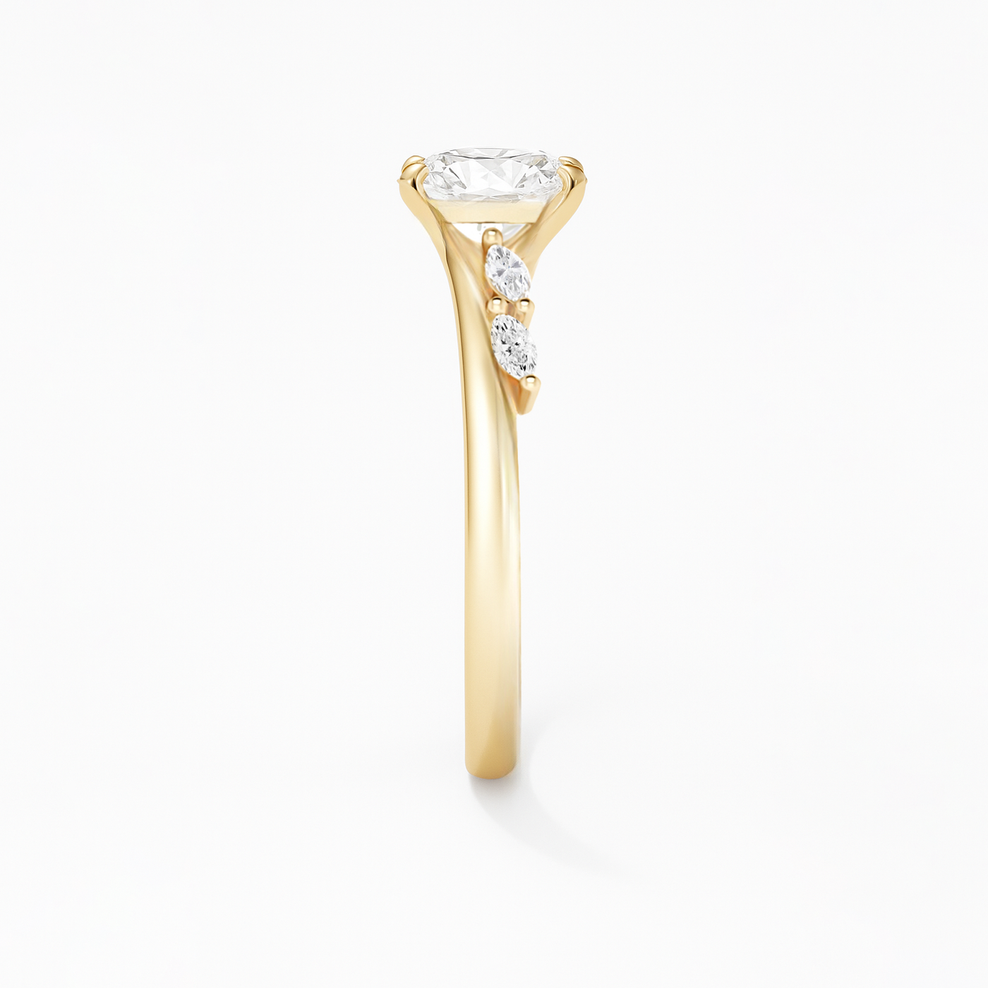 The Melanie Ring - Oval Diamond with Marquise Accents
