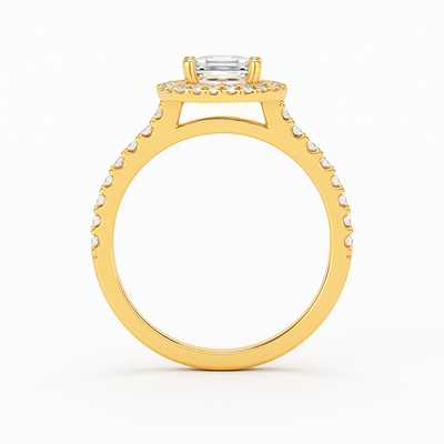 The Juliana Ring – Diamond Halo Solitaire with Pavé Shoulders