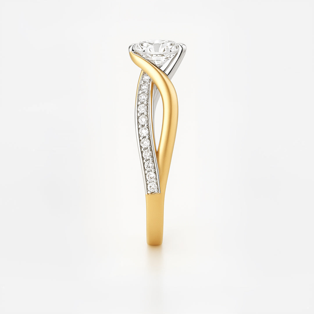 The Valencia Ring - Twist Engagement Ring Two-Tone Gold - Lab Grown Diamond