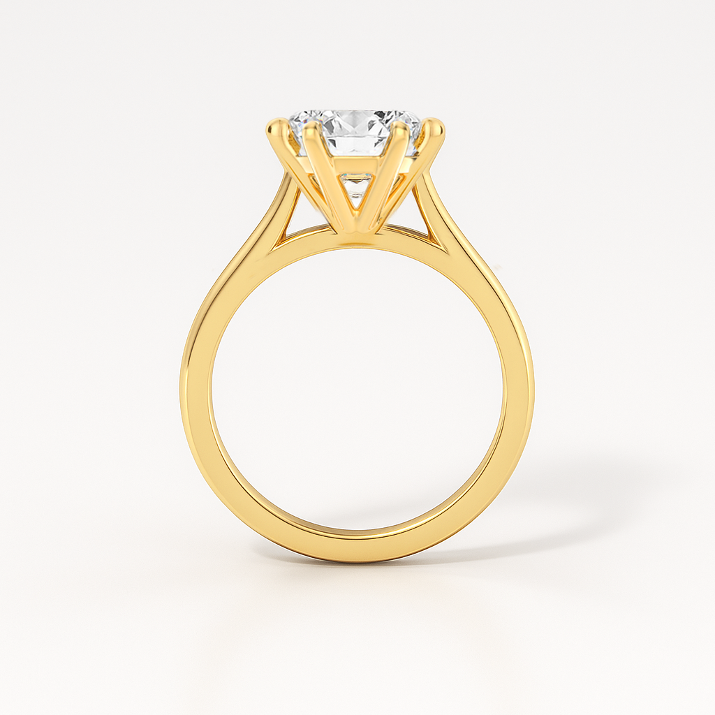 The Claudia Ring - 6 Claw Cathedral Round Solitaire - Lab Grown Diamond