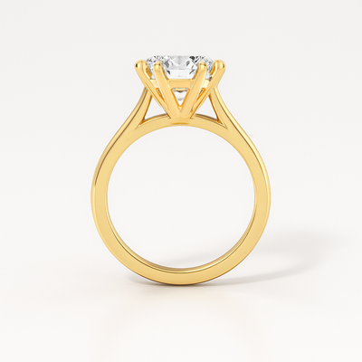 The Claudia Ring - 6 Claw Cathedral Round Solitaire - Lab Grown Diamond