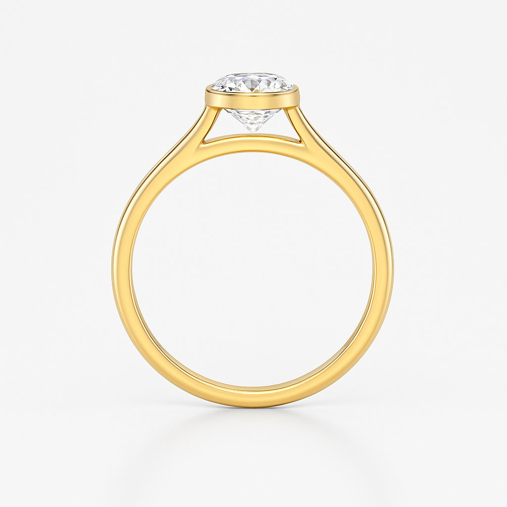 The Seville Ring - Bezel Set Cathedral Round Solitaire - Lab Grown Diamond