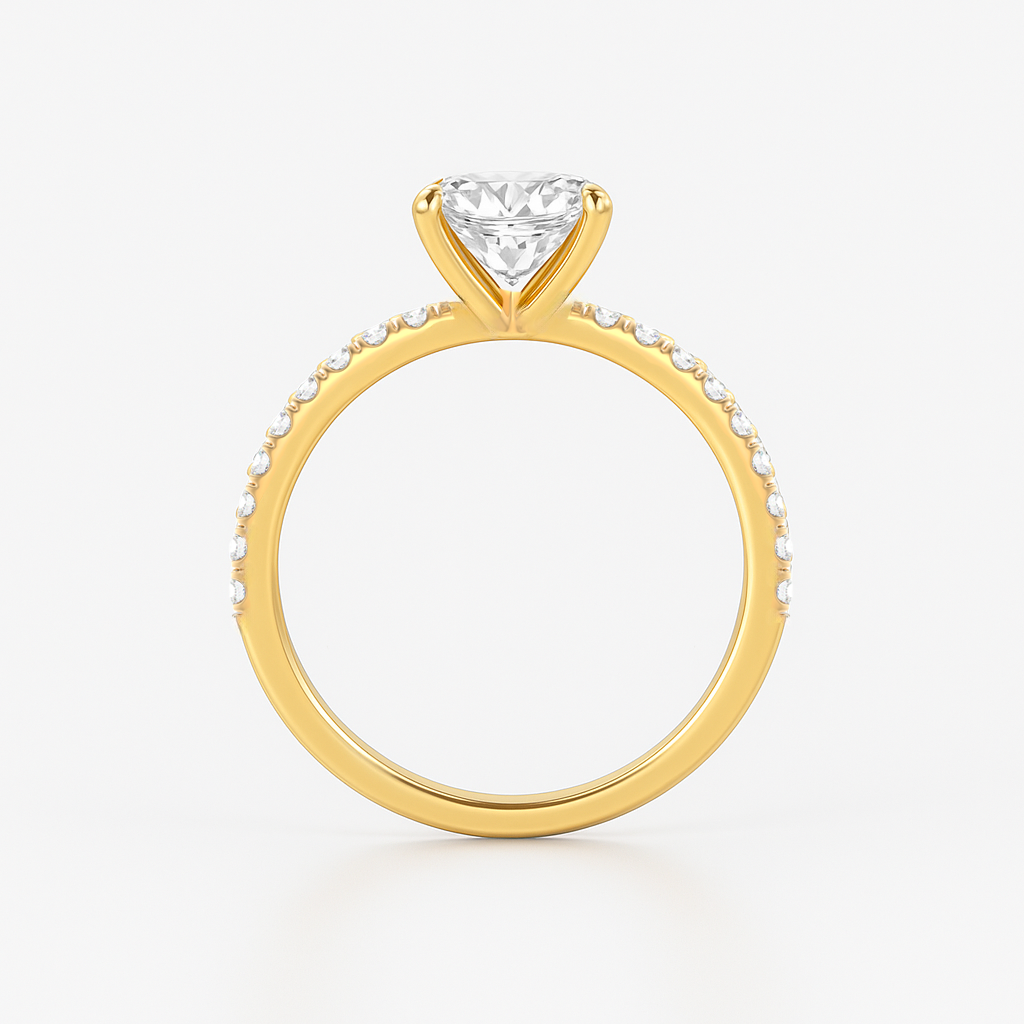 The Florence Ring - Lab Grown Diamond with Fine Pave Band