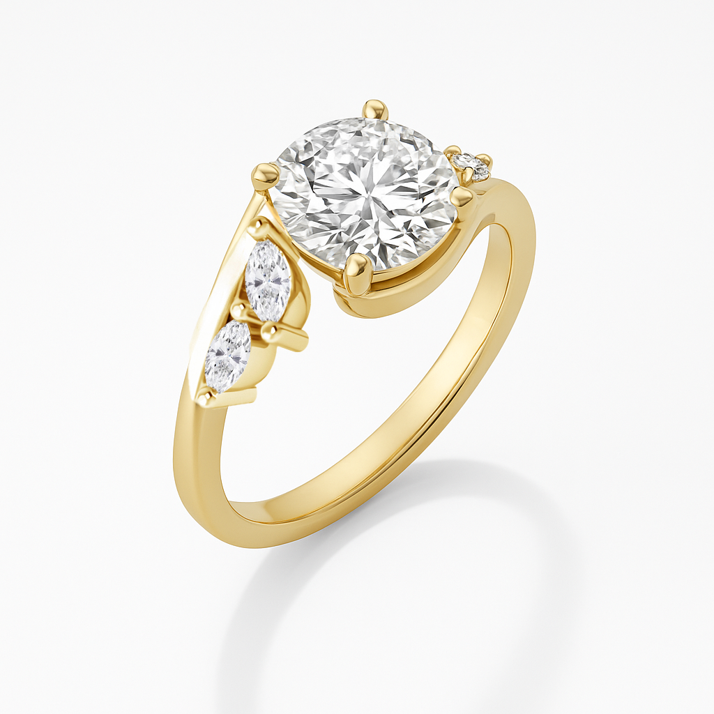 The Melody Ring - Wave Ring with Marquise Accents