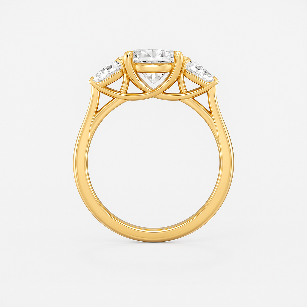 The Alexandra Ring - Lab Grown Diamond Trilogy With Pear Side Stones