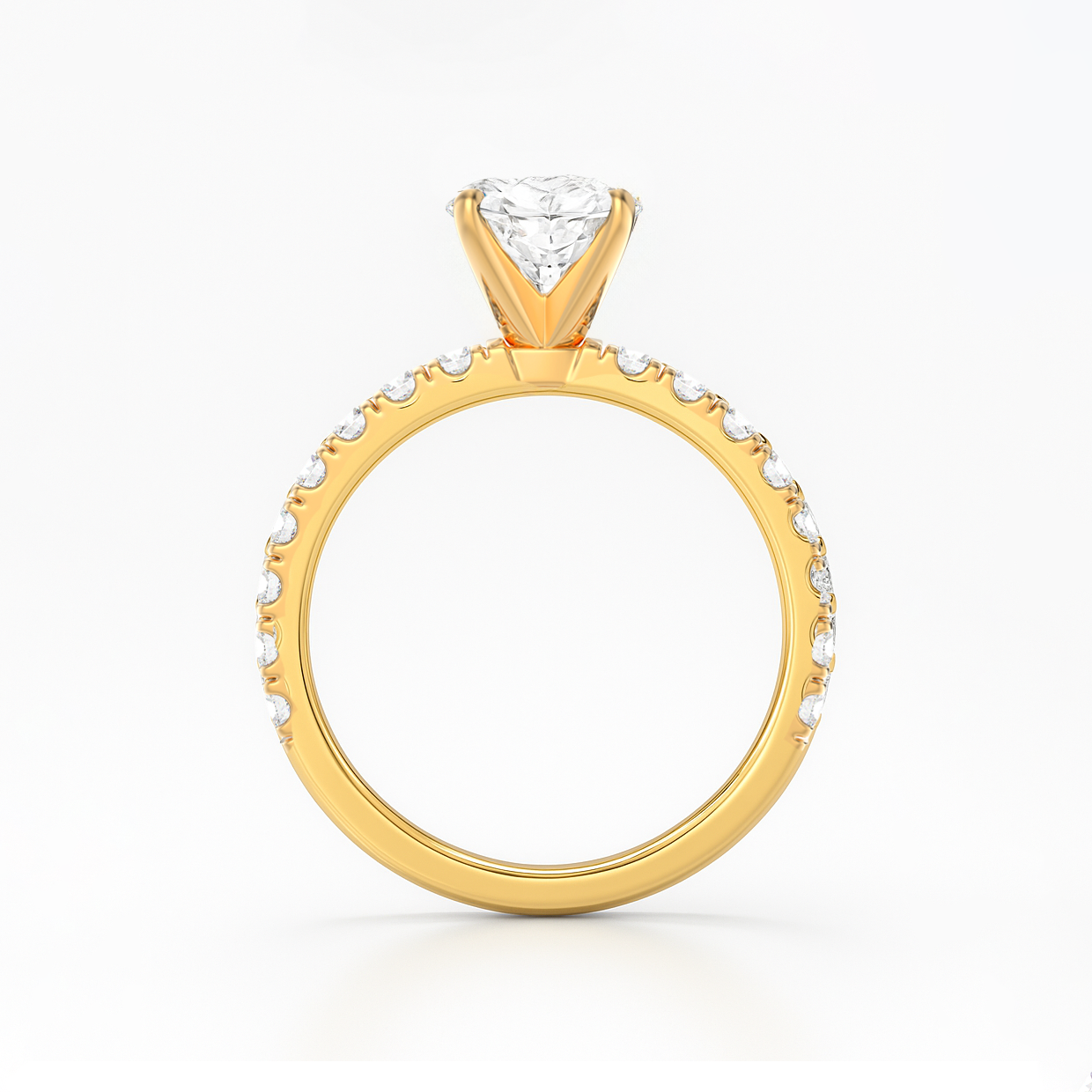 The Kimberley Ring - Lab Grown Diamond with Medium Pave Band