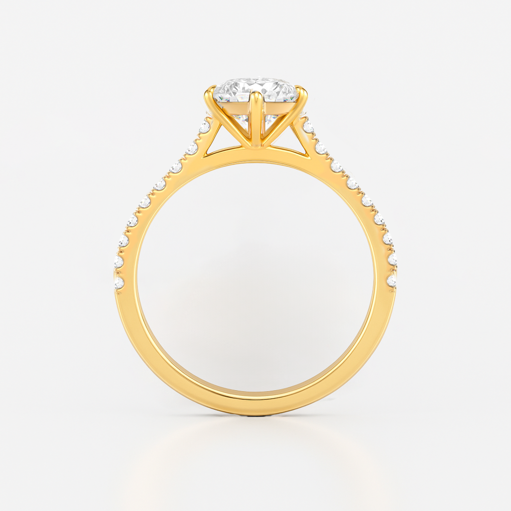 The Amelia Ring - Lab Grown Diamond with Pave Cathedral Setting