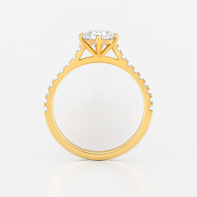 The Amelia Ring - Lab Grown Diamond with Pave Cathedral Setting