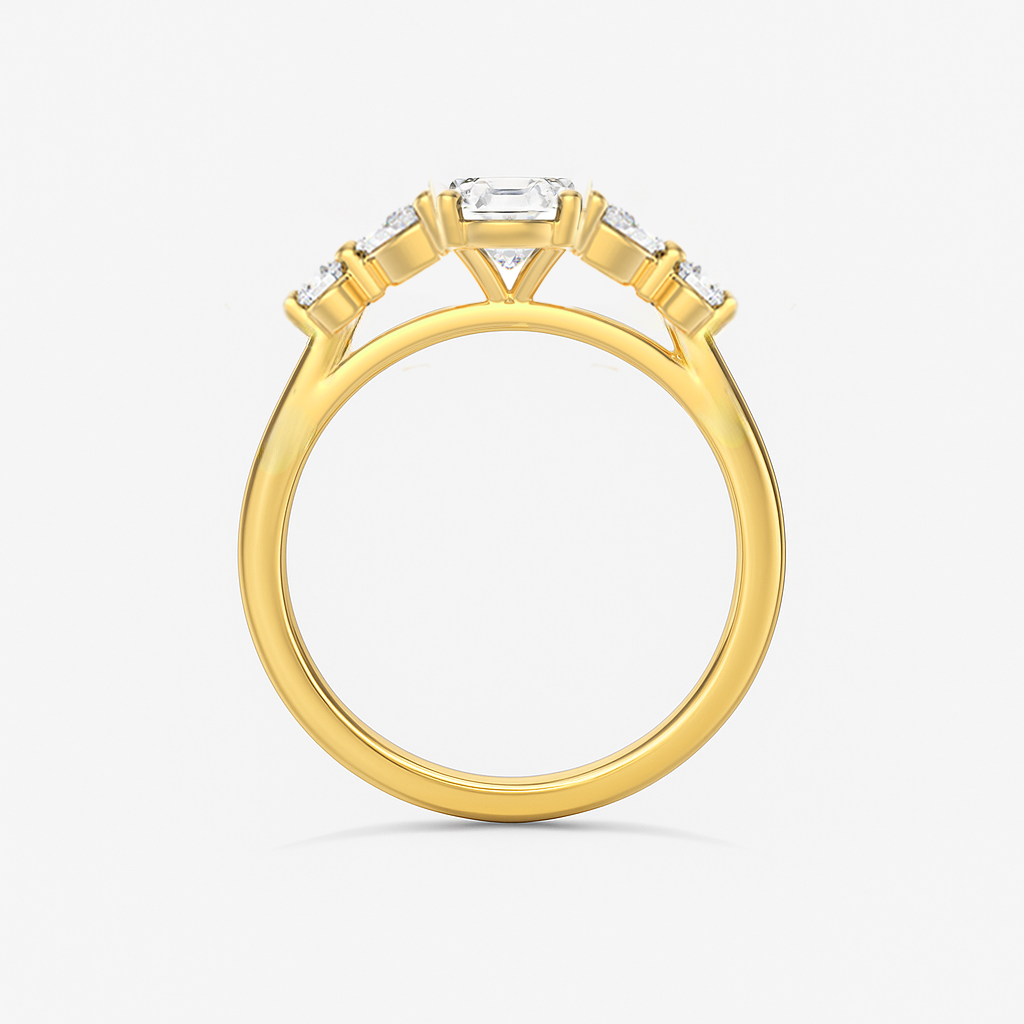 The Valerie Ring - Oval Cut Diamond with Side Stones