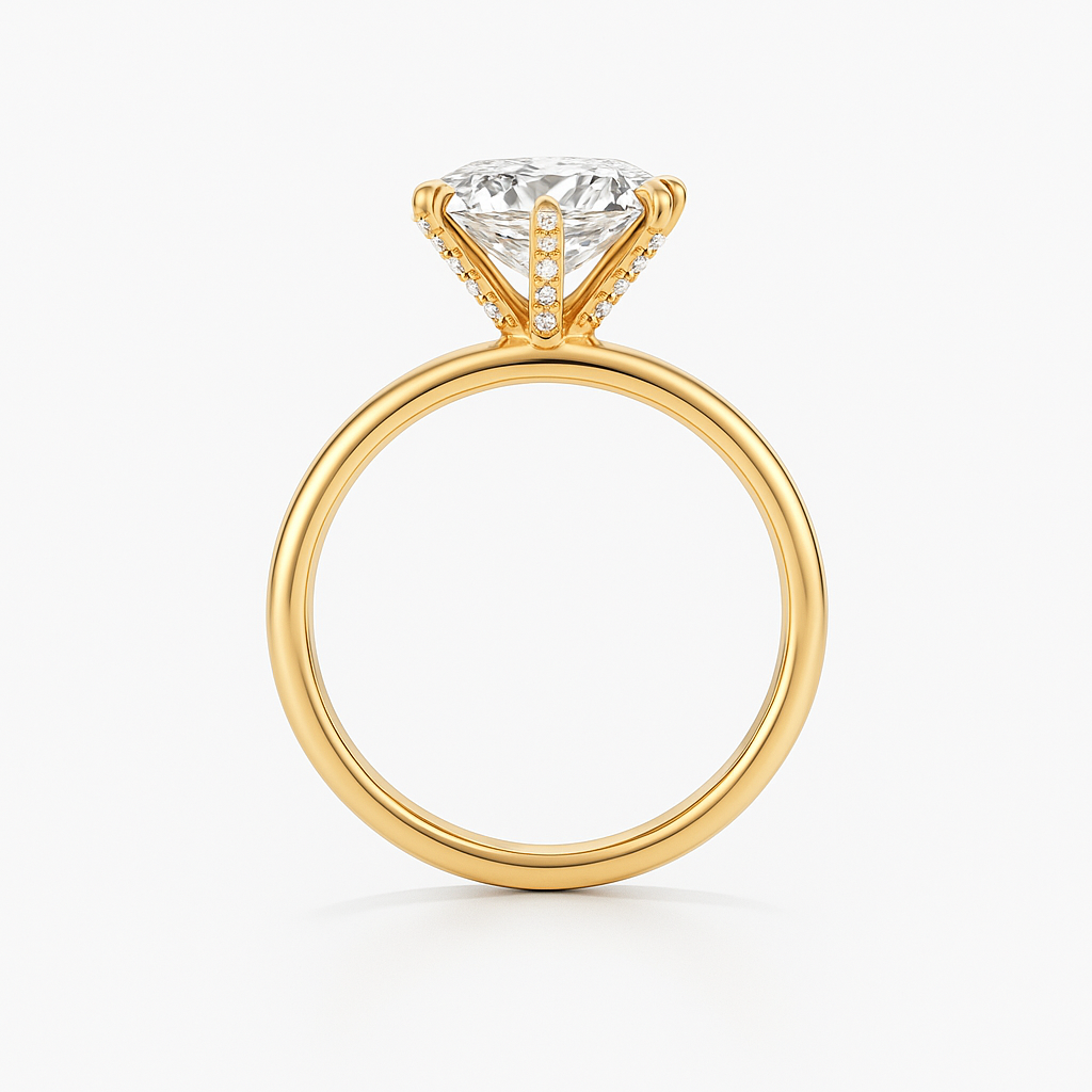 Round Lab Grown Diamond Engagement Ring With Pave Prongs - Ravenna