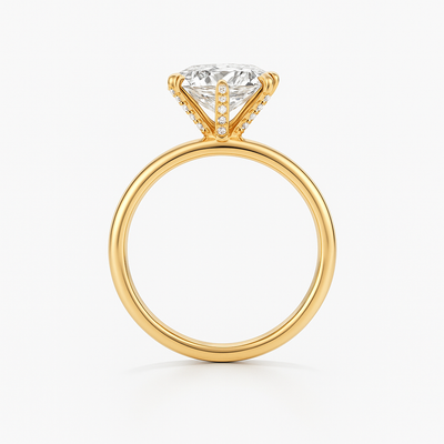 Round Lab Grown Diamond Engagement Ring With Pave Prongs - Ravenna