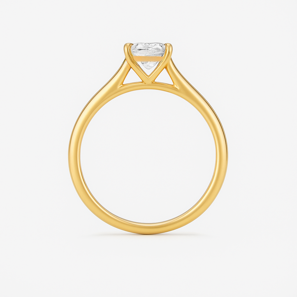 The Magnolia Ring – Princess Cut Solitaire with Tapered Band