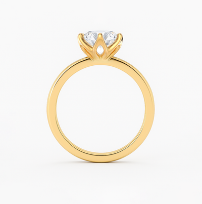 The Daniela Ring – Six-Claw Solitaire with Tulip Basket Setting