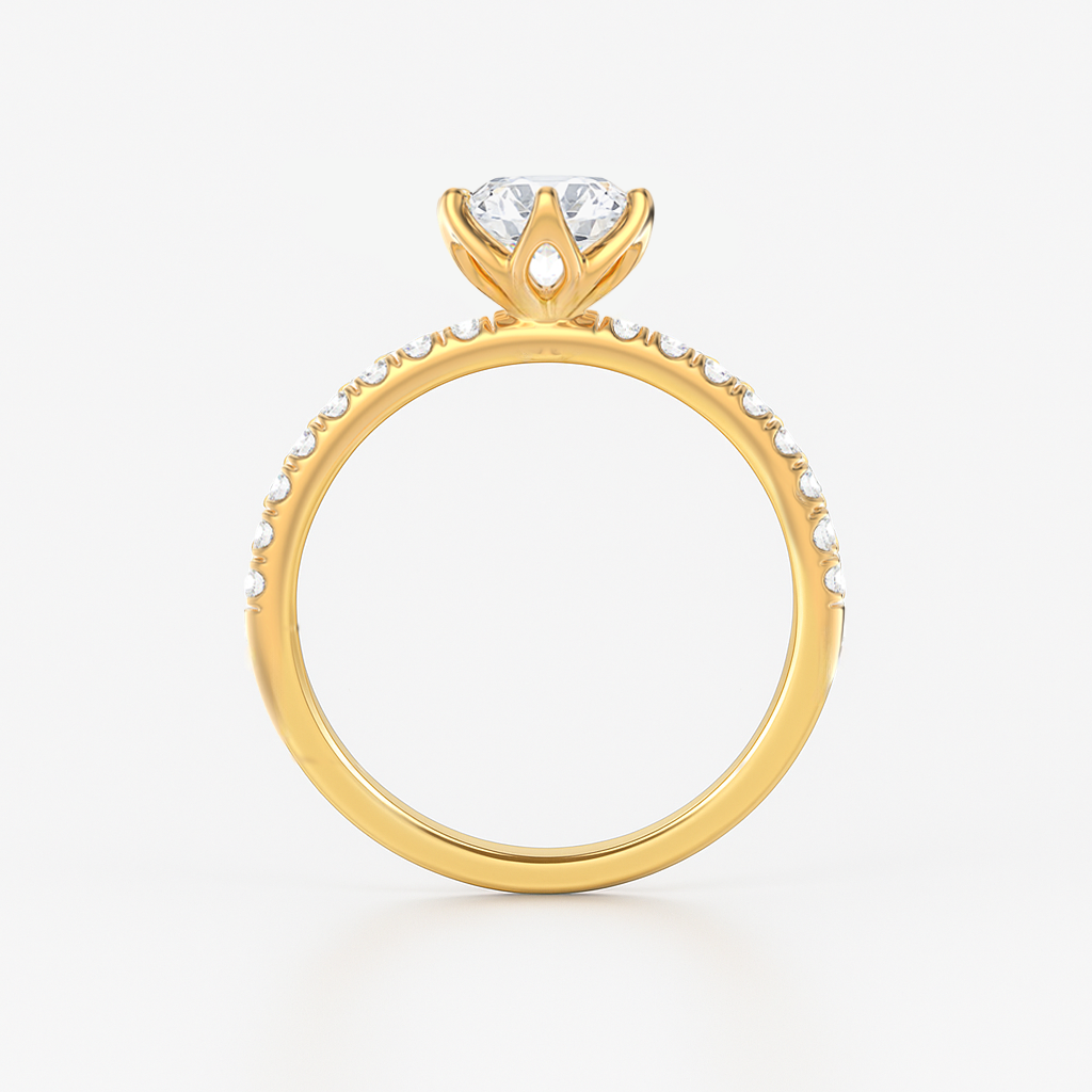 The Chelsea Ring - Tulip Basket and Fine Pave Band