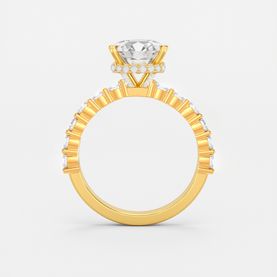 The Josephine Ring - Hidden Halo and Large Pave Band - Lab Grown Diamond