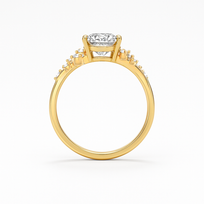 The Maria Ring -  Oval Lab Grown Diamond with Round Brilliant Accents