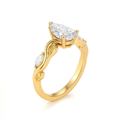 Marquise Accent Diamond Engagement Ring - Palmer