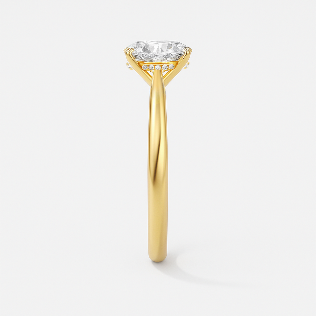 The Brescia Ring - Hidden Halo Cathedral Oval Solitaire