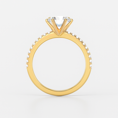 The Vera Ring - Lab Grown Diamond with 6-claws and Fine Pave Band