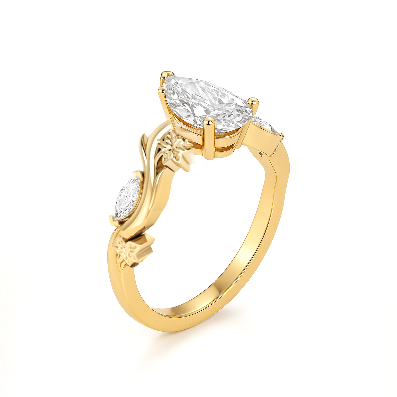 Marquise Accent Diamond Engagement Ring - Rory