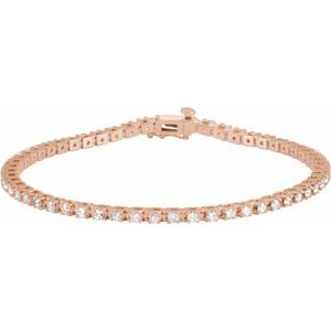 14K Rose, Yellow or White Gold 2.25CTW Lab-Grown Diamond Line 18cm Bracelet