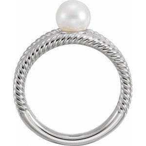 Sterling Silver Cultured White Freshwater Pearl Negative Space Ring