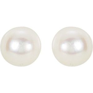 14K Yellow 4 mm Cultured White Akoya Pearl Earrings