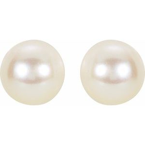 14K White 6 mm Cultured White Akoya Pearl Earrings