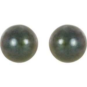 14K Yellow 4 mm Cultured Black Akoya Pearl Earrings