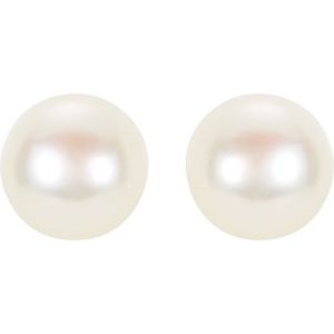 14K Yellow Panache® Cultured White Freshwater Pearl Stud Earrings