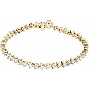 14K Yellow or White Gold 4.75 CTW Natural Diamond Line 18.4cm Bracelet