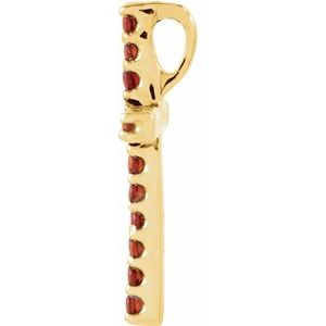 14K Yellow Natural Mozambique Garnet Petite Cross Pendant