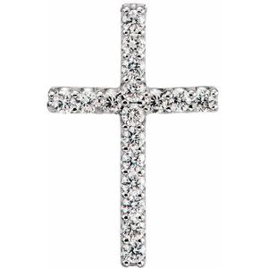 14K White .06 CTW Natural Diamond Petite Cross Pendant