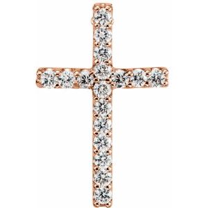 14K Rose .06 CTW Natural Diamond Petite Cross Pendant