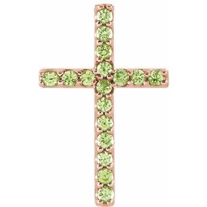 14K Rose Natural Peridot Petite Cross Pendant