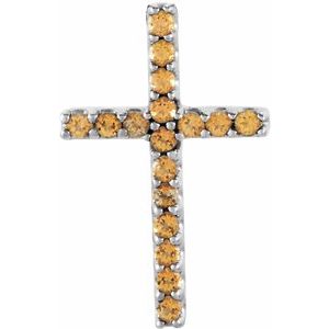 Platinum Natural Yellow Sapphire Petite Cross Pendant