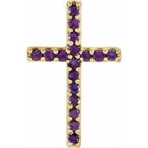 14K Yellow Natural Amethyst Petite Cross Pendant