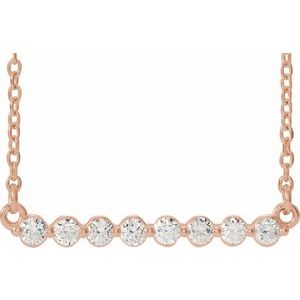 14K Yellow, White or Rose Gold 0.25 CTW Lab-Grown Diamond Bar 45cm Necklace