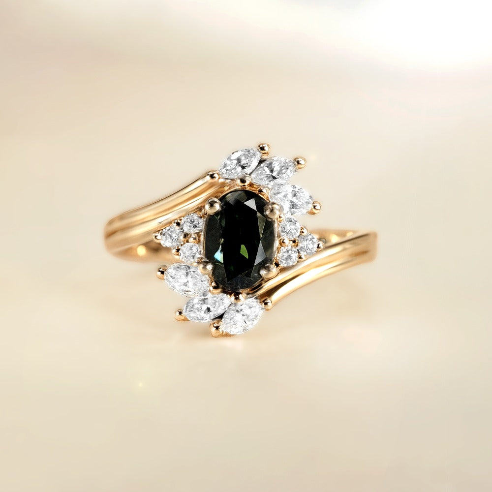 The Michelle Ring - Vintage Halo Oval Engagement Ring