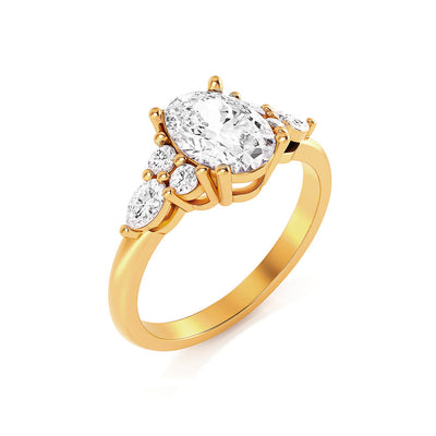 The Maya Ring - Lab Grown Diamond with Side Stones