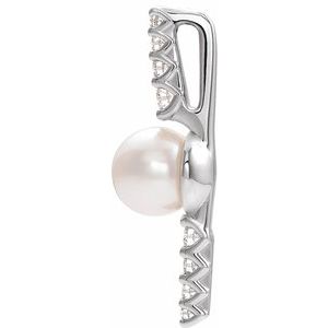 Sterling Silver Cultured White Freshwater Pearl & 1/6 CTW Natural Diamond Pendant