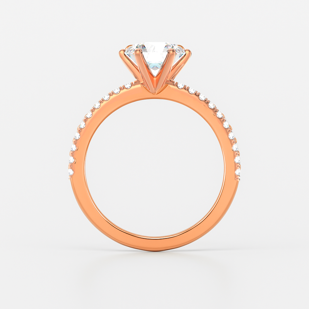 The Vera Ring - Lab Grown Diamond with 6-claws and Fine Pave Band