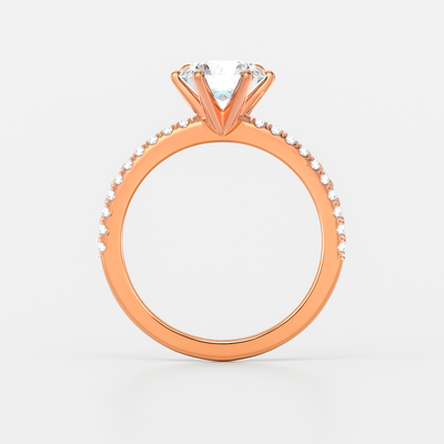 The Vera Ring - Lab Grown Diamond with 6-claws and Fine Pave Band