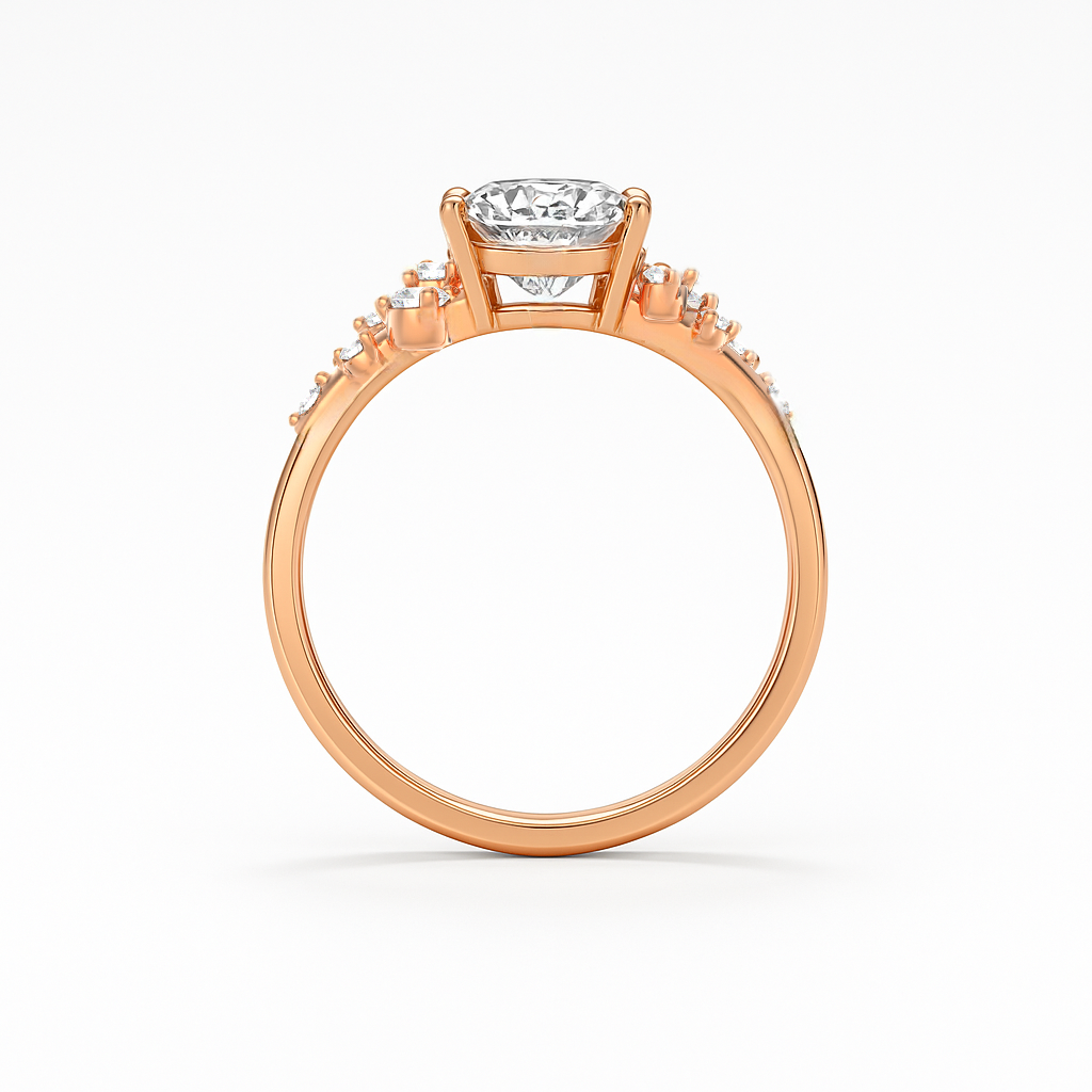 The Maria Ring -  Oval Lab Grown Diamond with Round Brilliant Accents