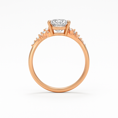 The Maria Ring -  Oval Lab Grown Diamond with Round Brilliant Accents