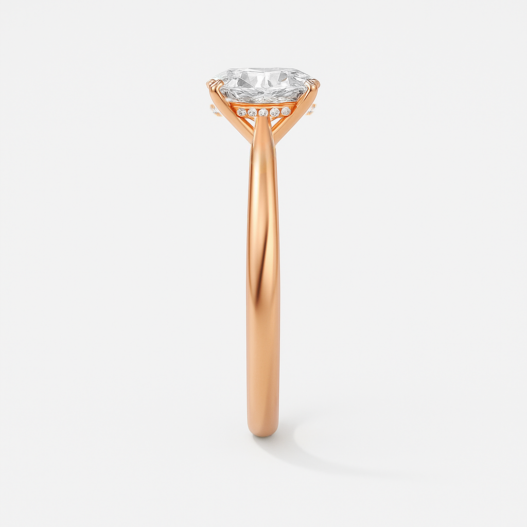 The Brescia Ring - Hidden Halo Cathedral Oval Solitaire