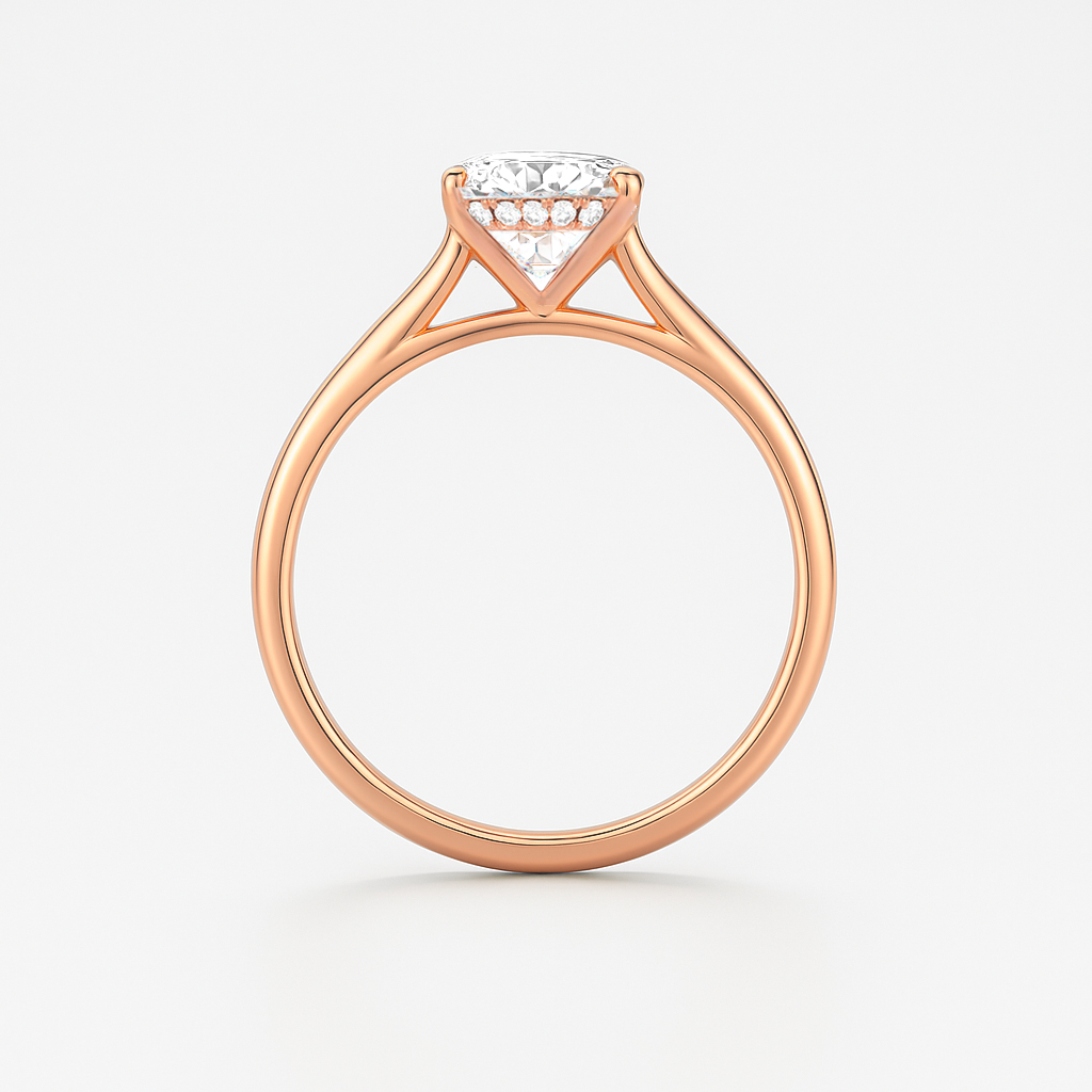 The Ophelia Ring - Cathedral Set with Hidden Halo - Lab Grown Diamond